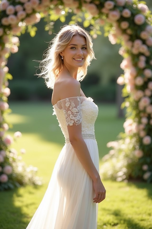 off the shoulder wedding elegance