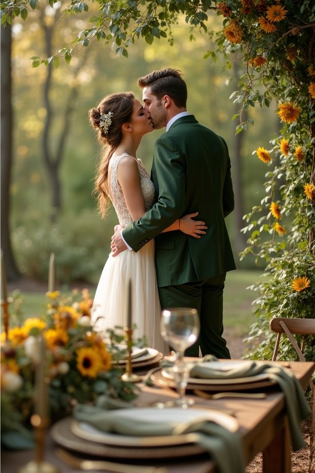 olive green september wedding elegance