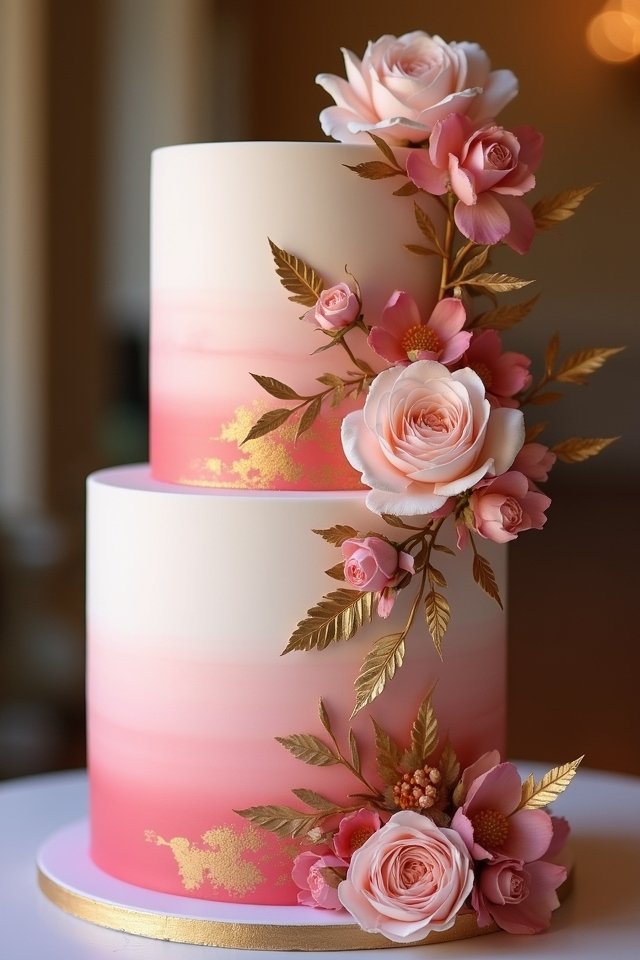 ombre metallic wedding cake