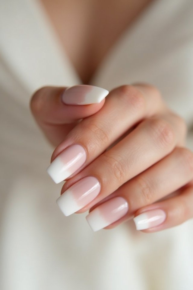 ombre neutral wedding nails