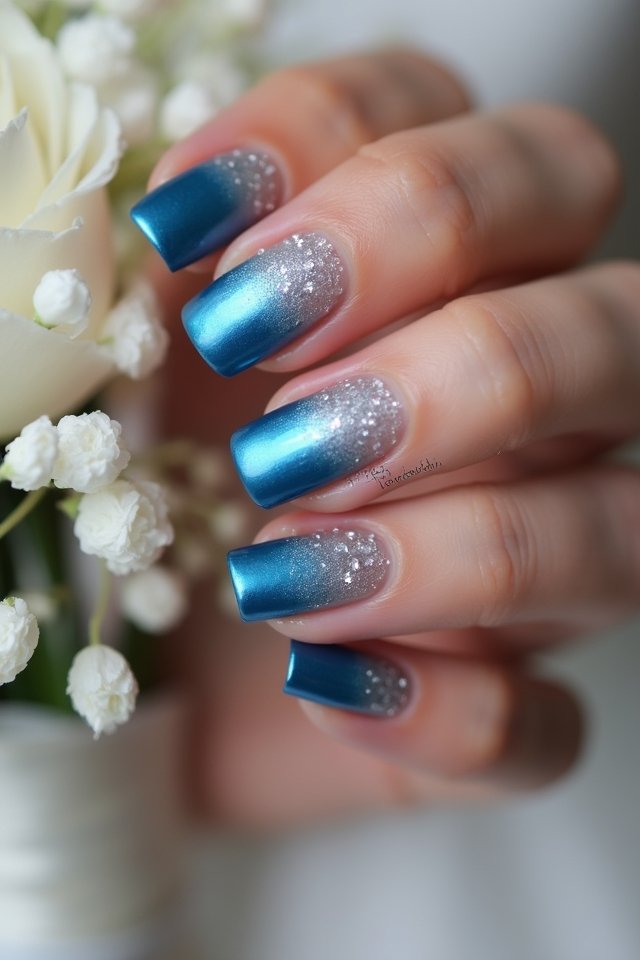 ombre ocean inspired nail design
