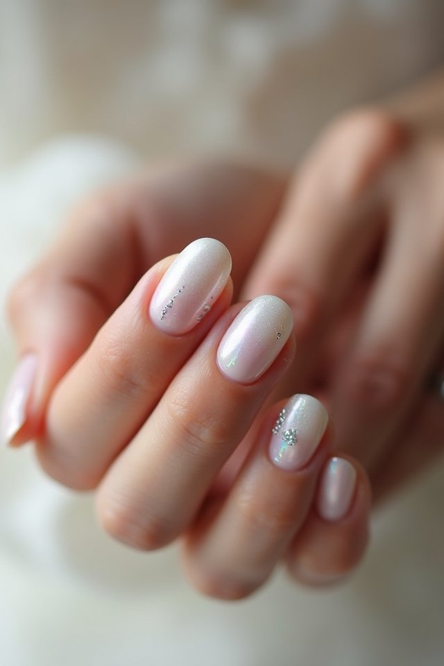 ombre pearl bridal manicure
