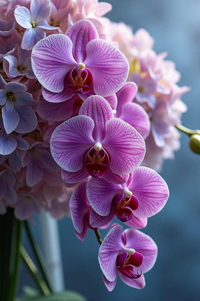 orchid and hydrangea bouquet