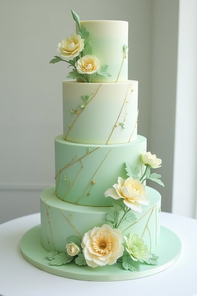 pastel green geometric cake