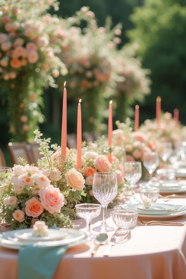 pastel peach mint romance