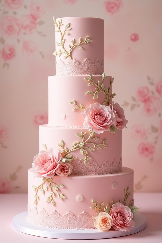 pastel pink gold cake