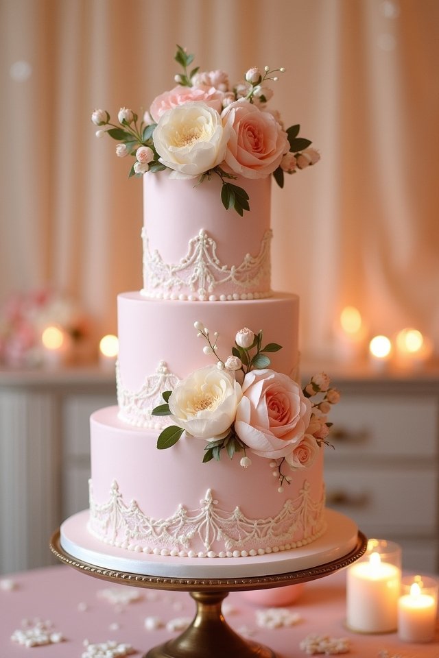 pastel pink tiered elegance