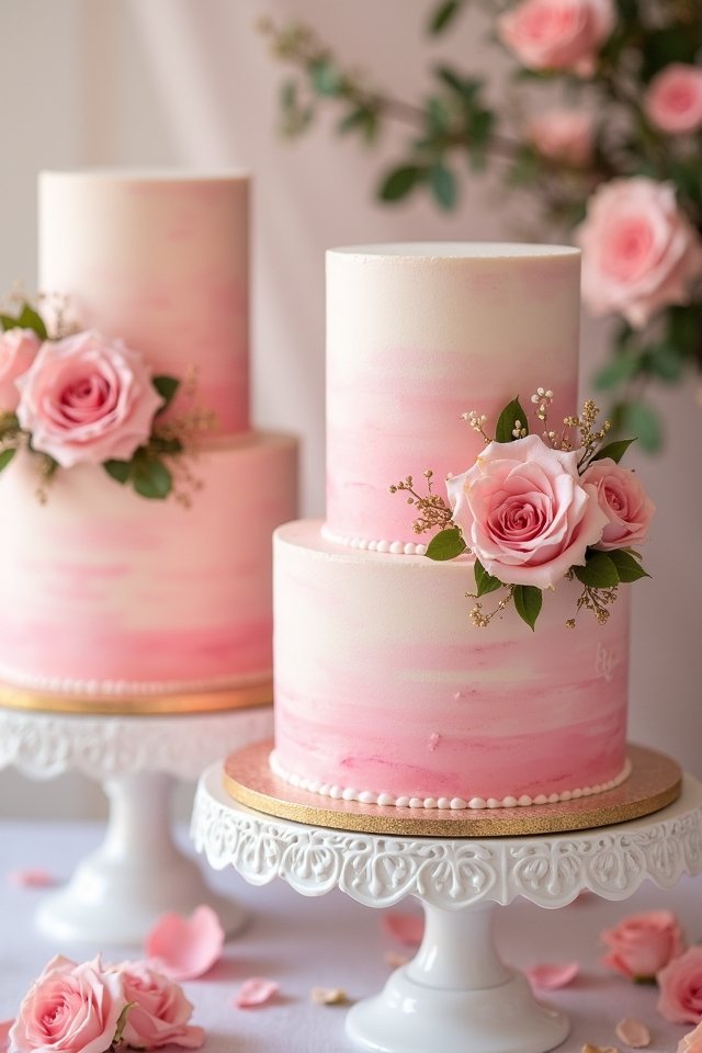 pastel pink watercolor cake