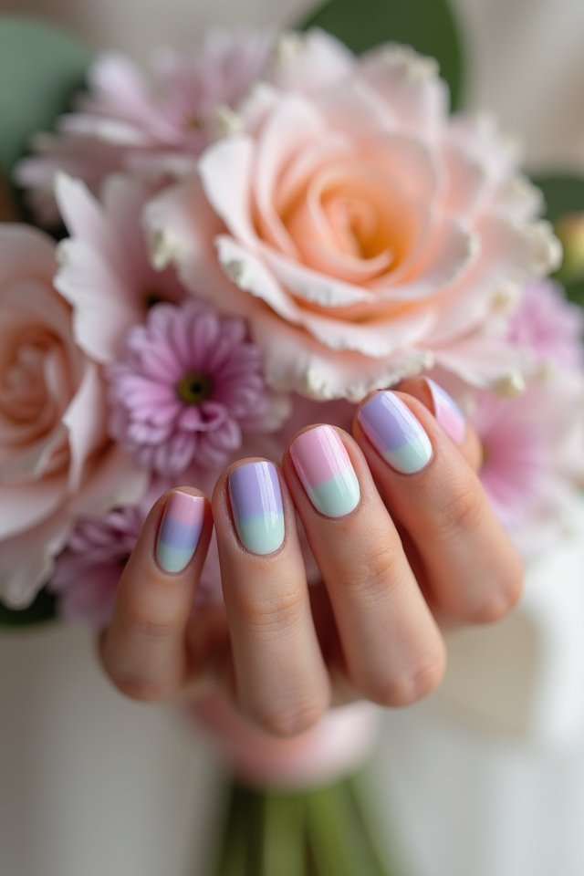 pastel rainbow ombre nails