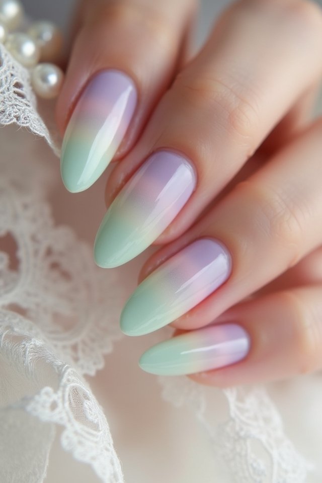 pastel rainbow wedding nails