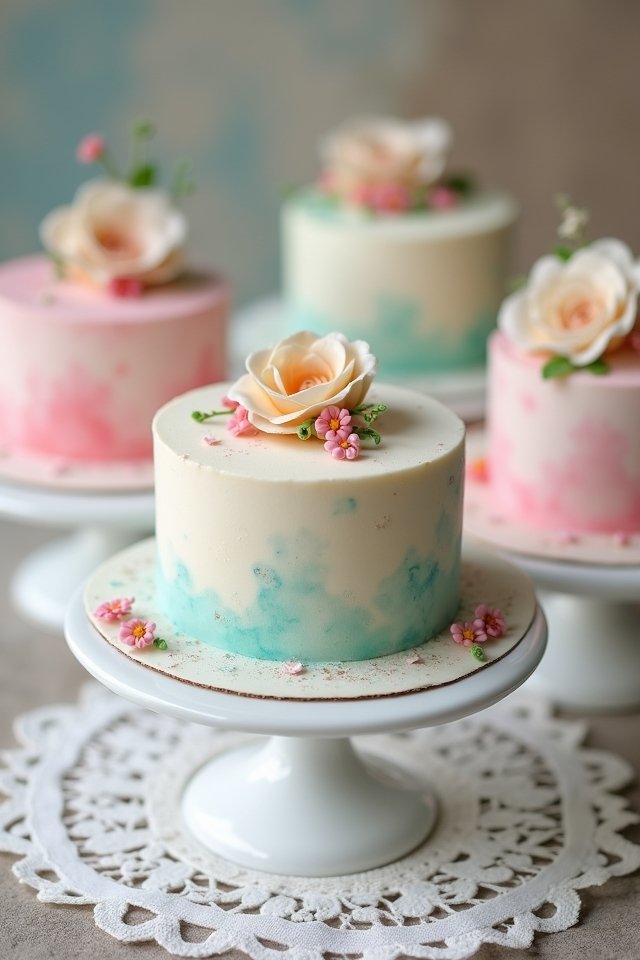 pastel watercolor wedding cake