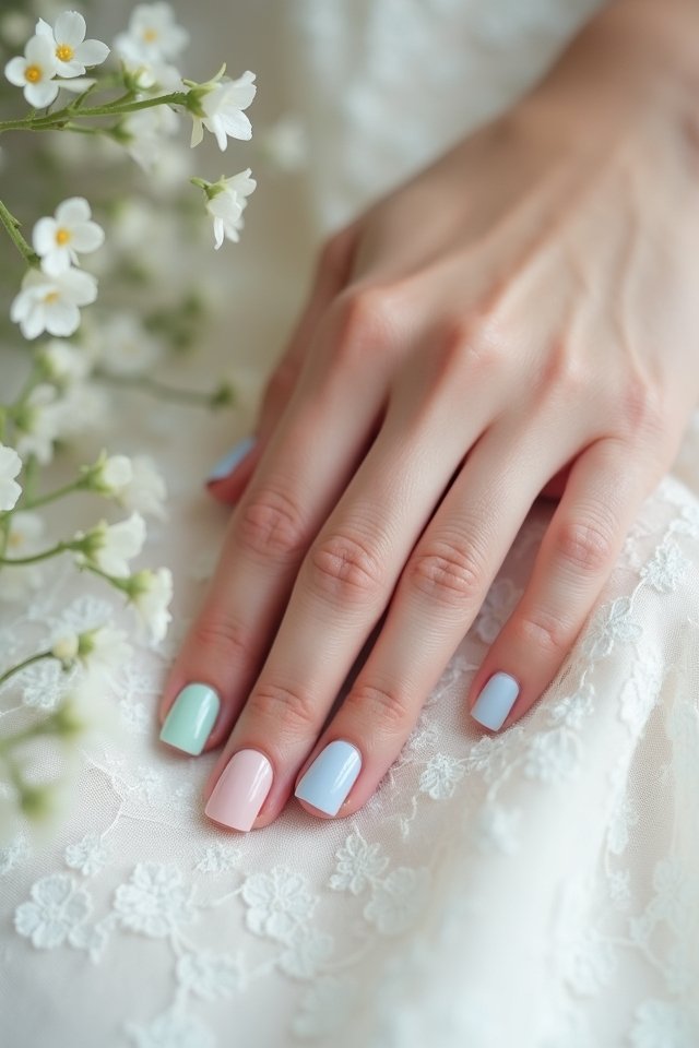 pastel wedding day nails
