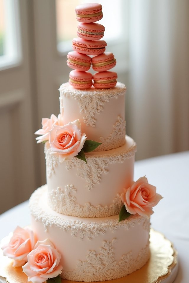 peach macaron wedding centerpiece