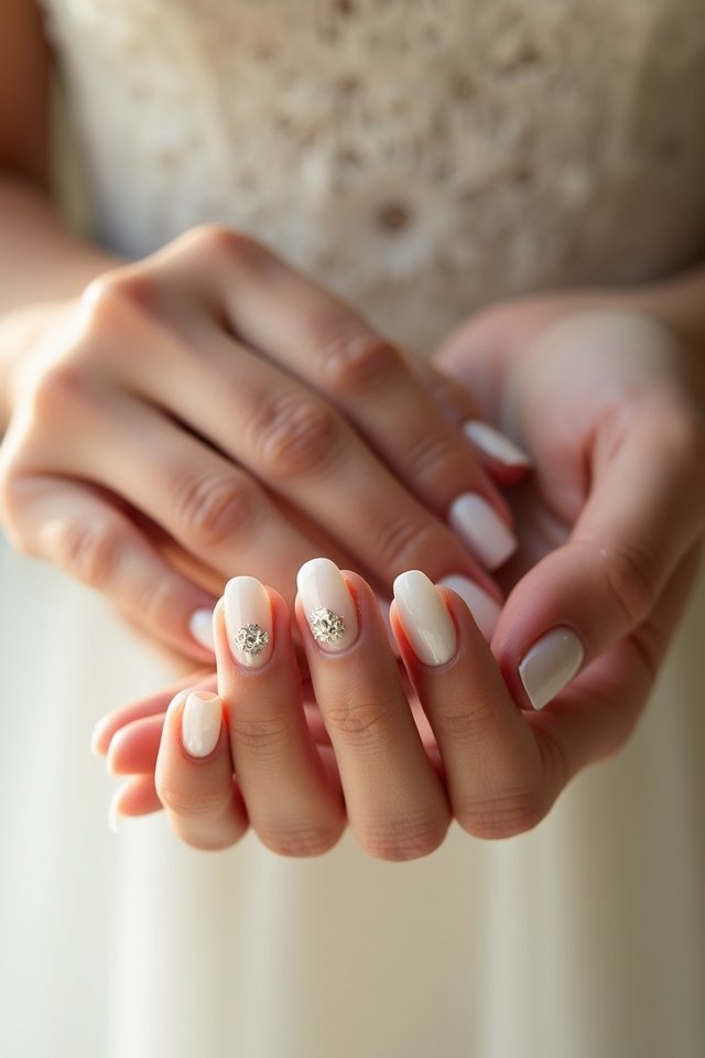pearl embellished bridal nails