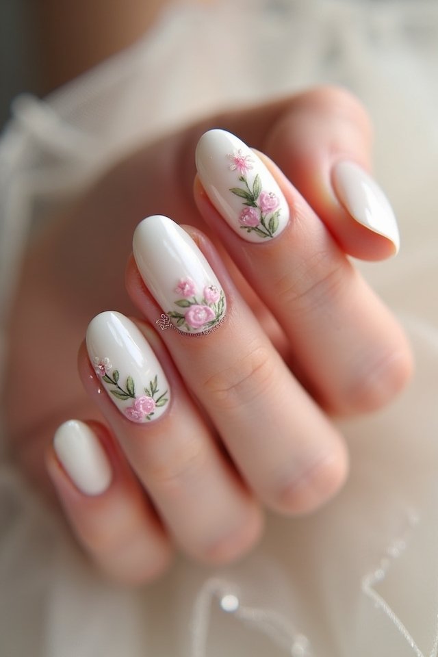 pearl ombre bridal nails