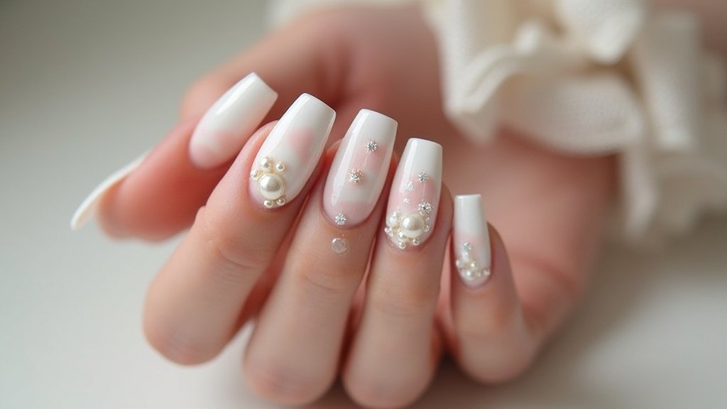 pearl ombre wedding nails