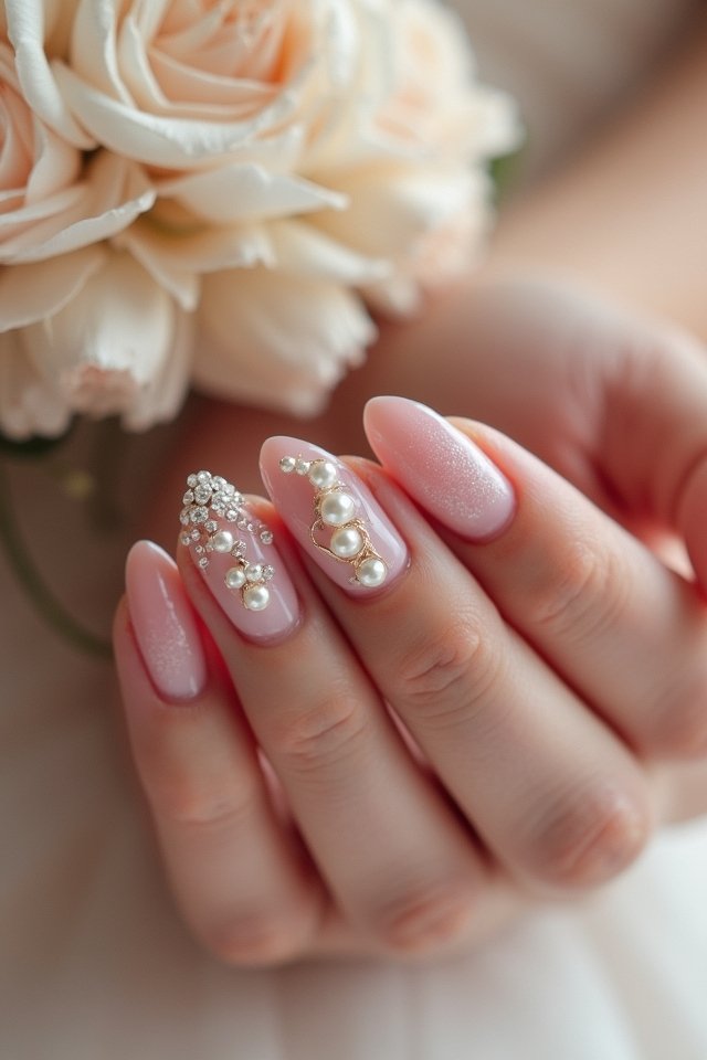 pearl studded nail elegance