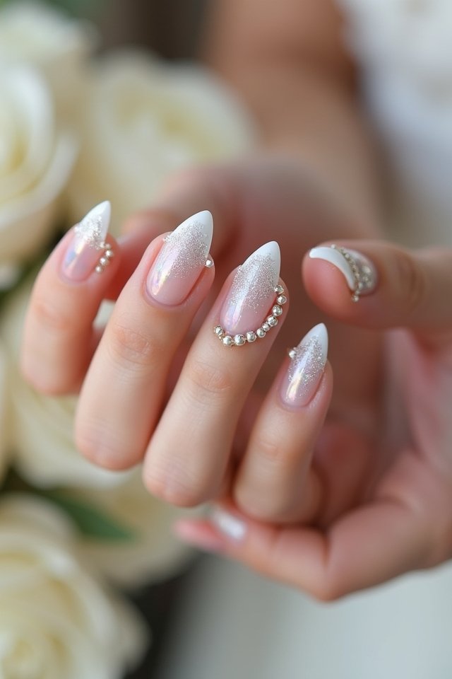 pearlescent french tip elegance