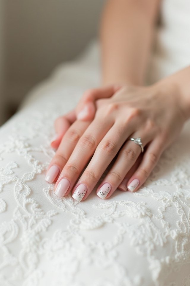 pearlescent nails with glitter