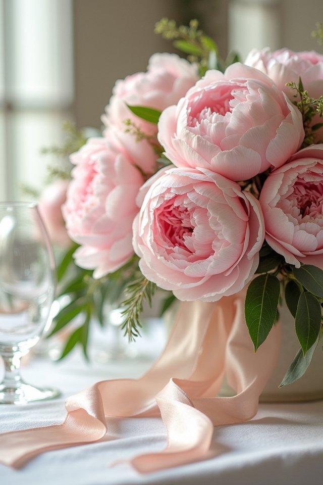 peonies and silk ribbons