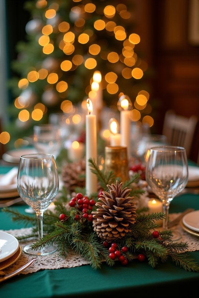 pinecone themed winter wedding decor