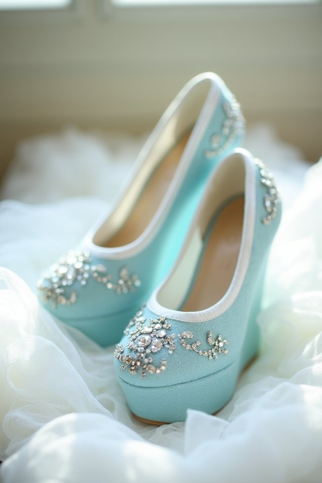 playful blue wedding wedges