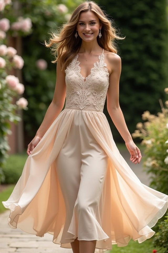 playful champagne a line dress