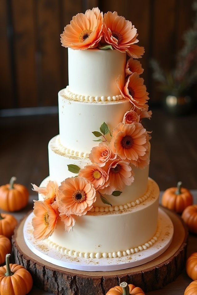 pumpkin color wedding cake