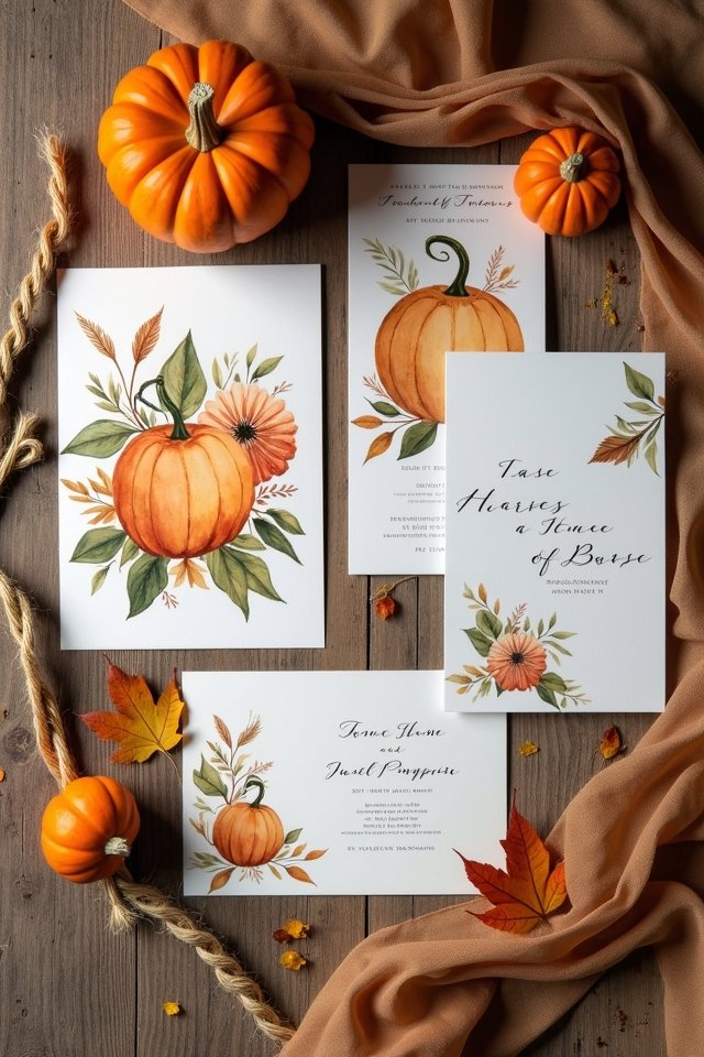 pumpkin themed invitations and stationery