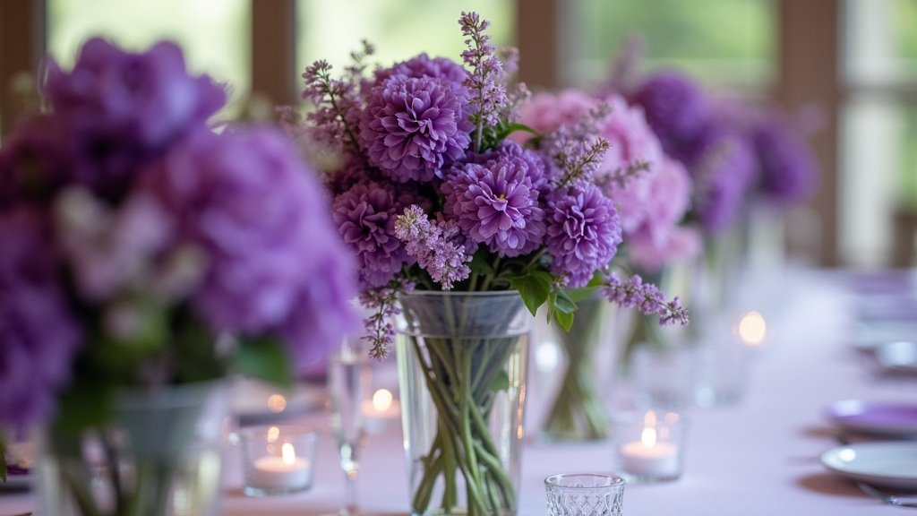 purple flower wedding centerpieces