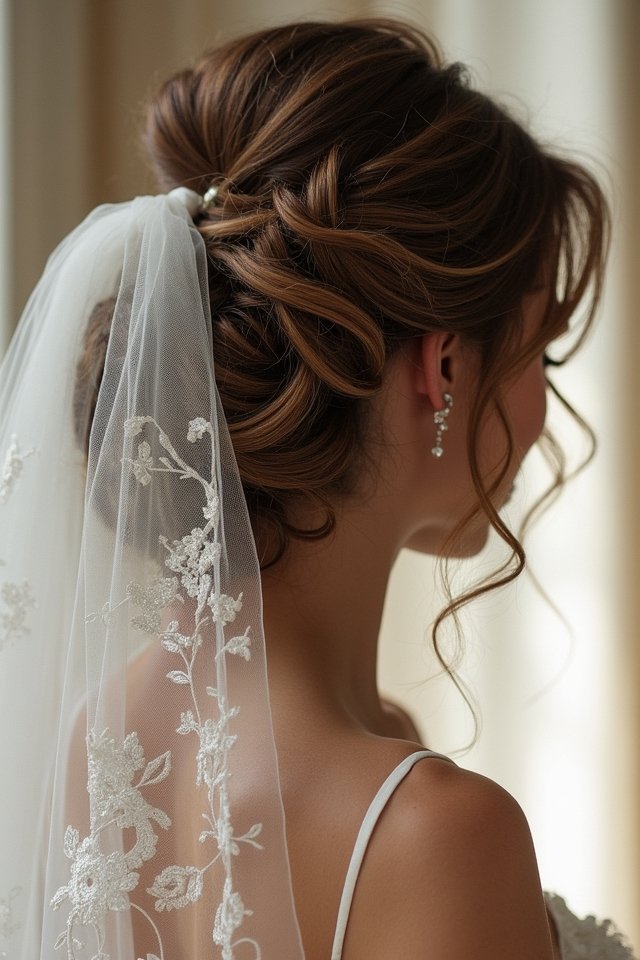 radiant curls with veil