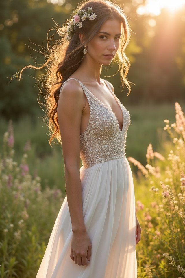 radiant goddess in gown