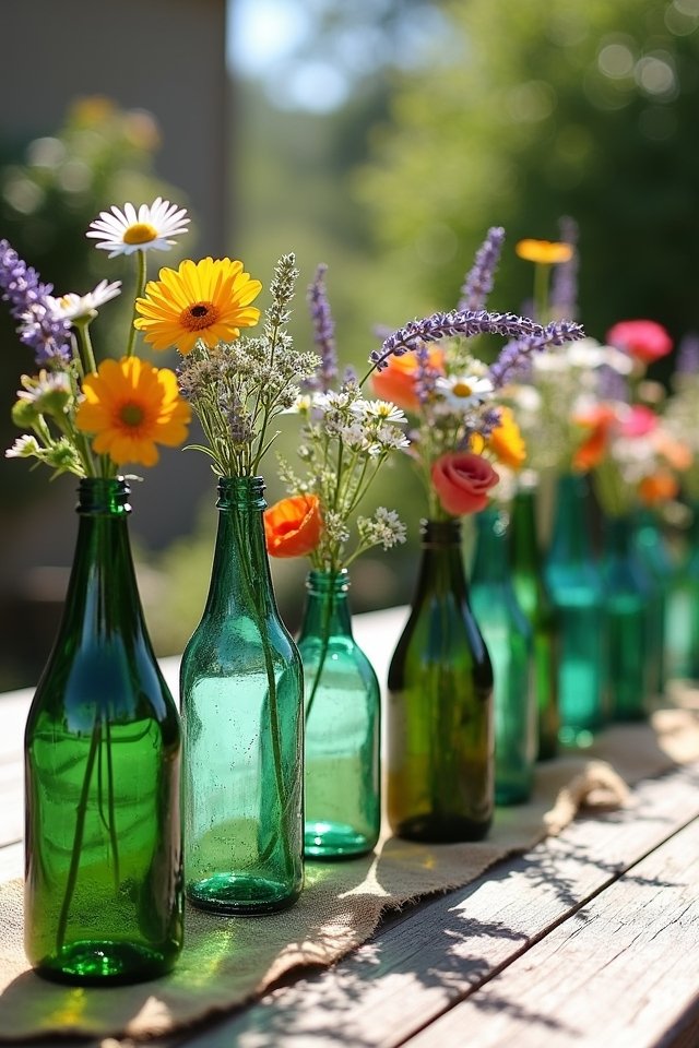 recycled glass wildflower centerpieces