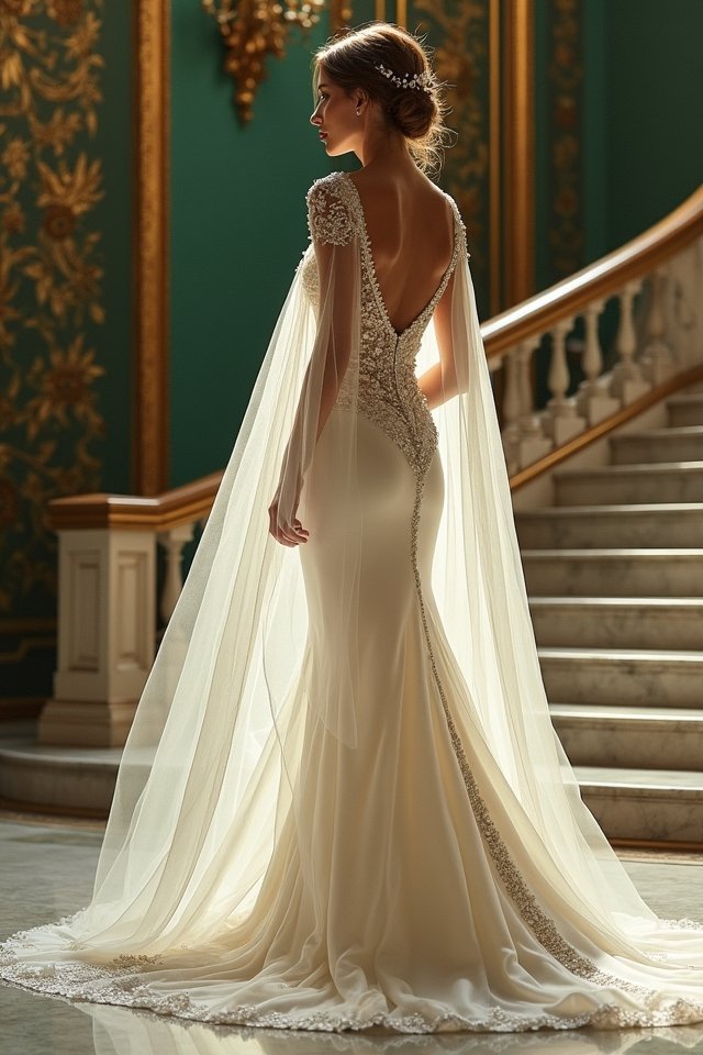 regal wedding dress capes