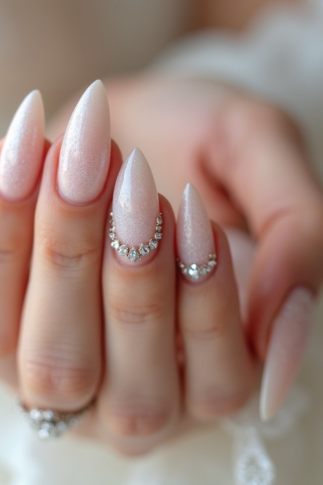 rhinestone embellished bridal nails
