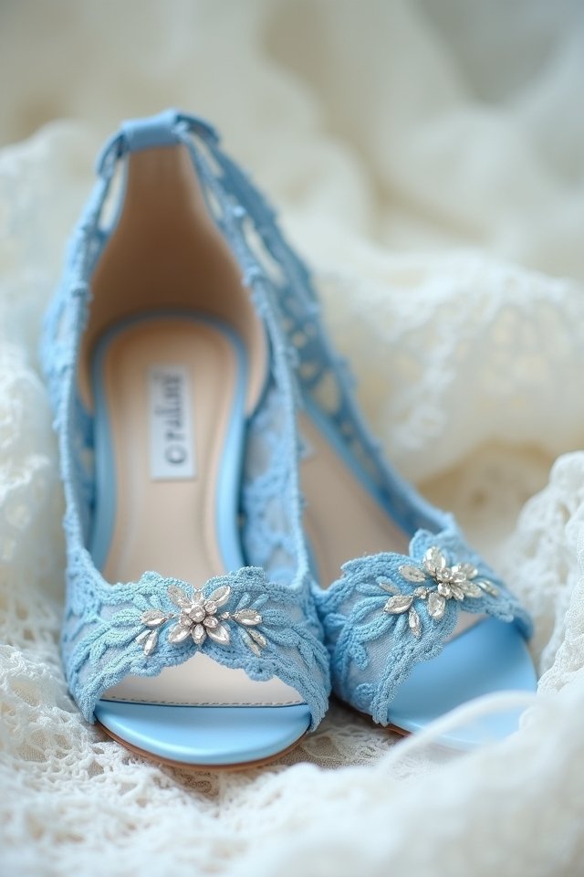 romantic blue lace sandals