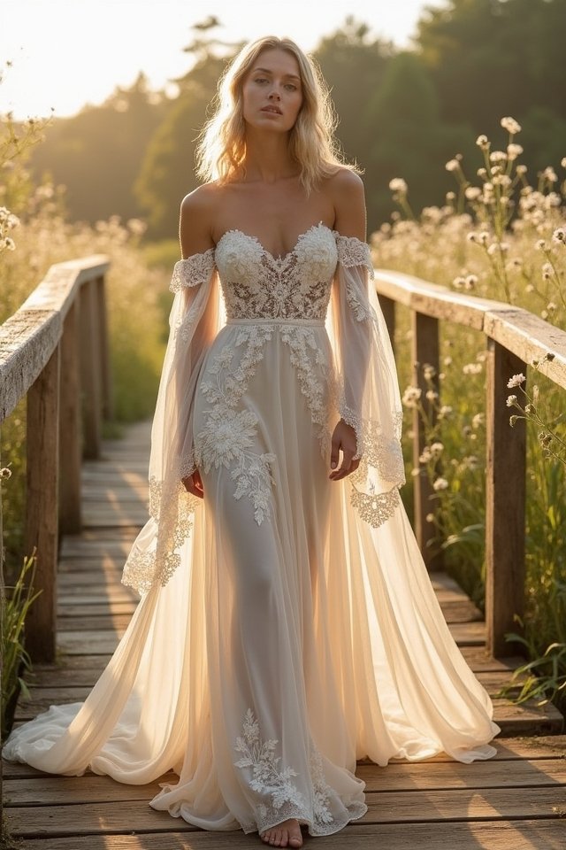 romantic bohemian wedding gown