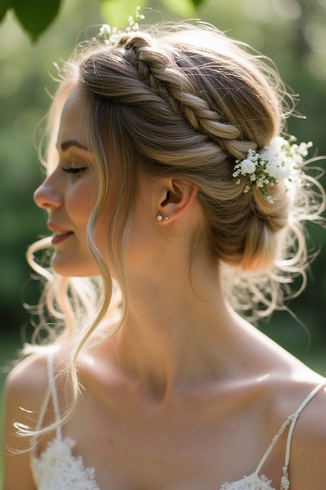 romantic braided crown hairstyle