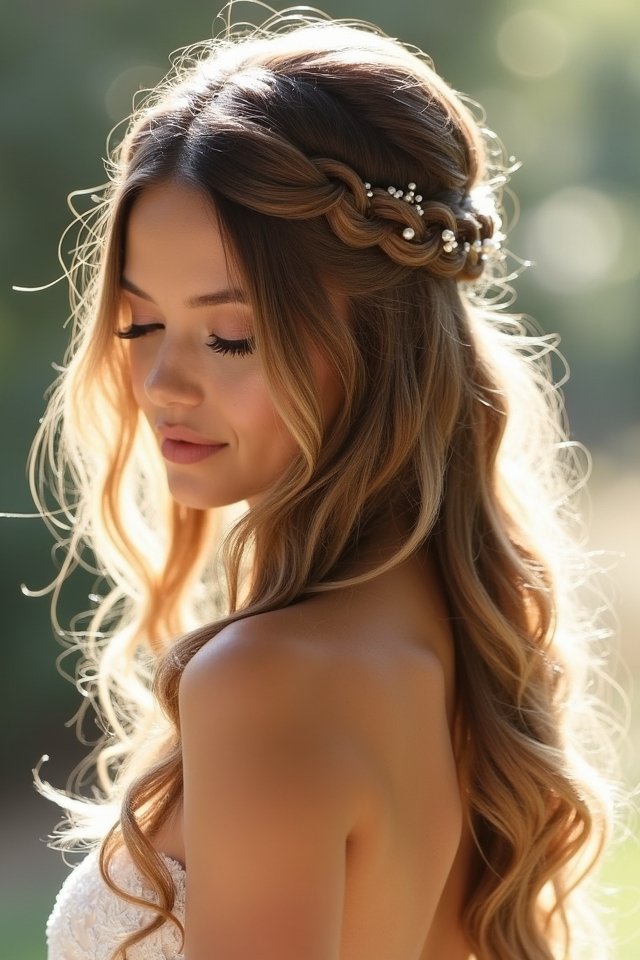 romantic braided wedding hairstyle