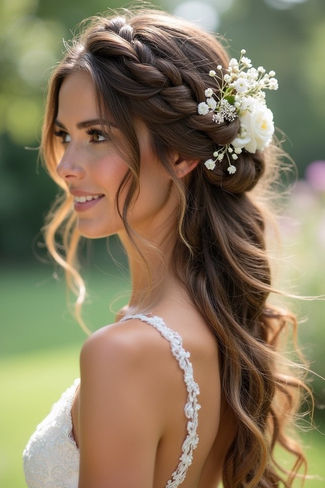 romantic braided wedding hairstyle