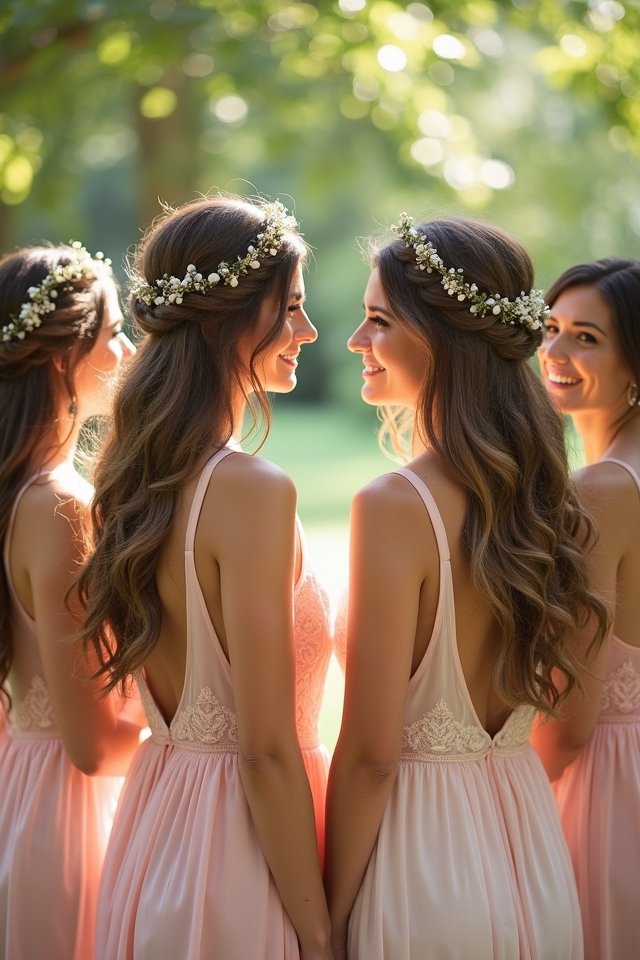 romantic braids with flowers