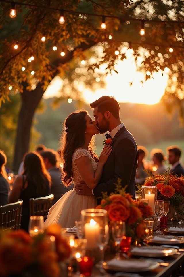 romantic candlelight and string lights