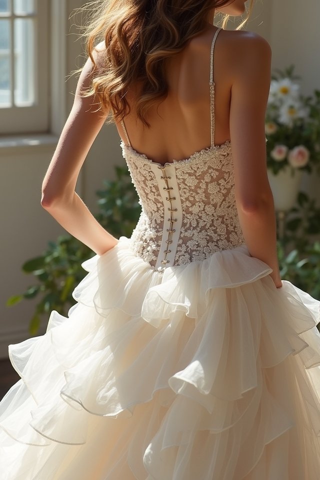 romantic cascading ruffles dress