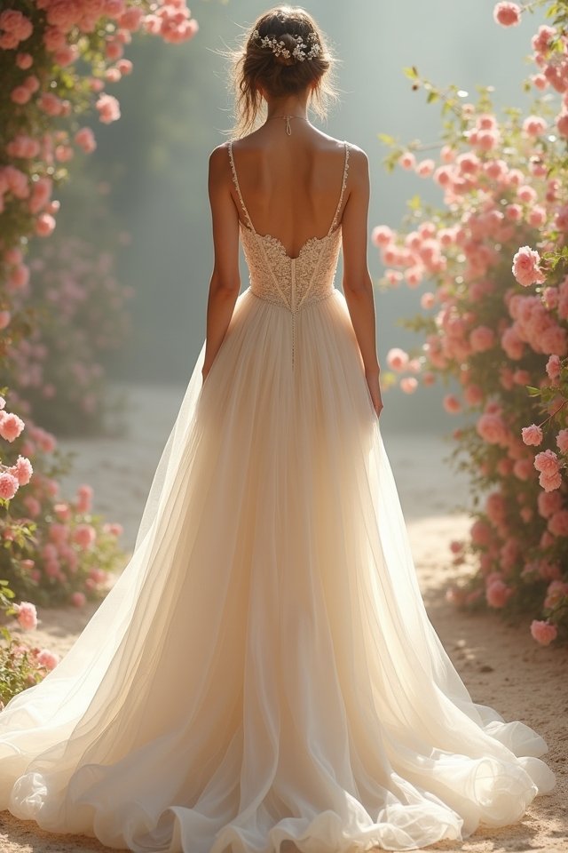 romantic cascading ruffles gown
