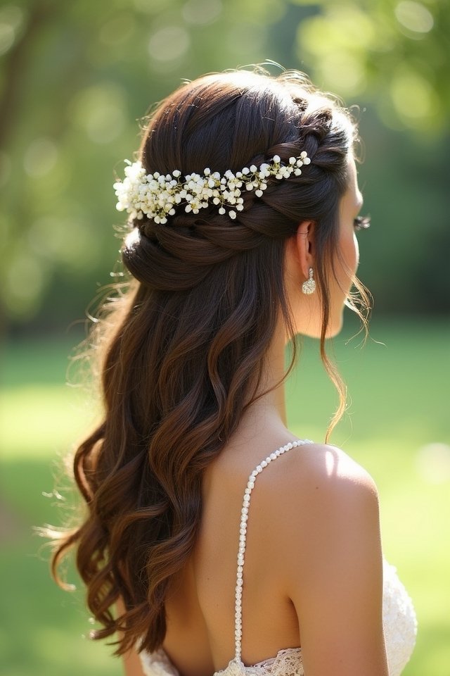 romantic cascading waterfall braid