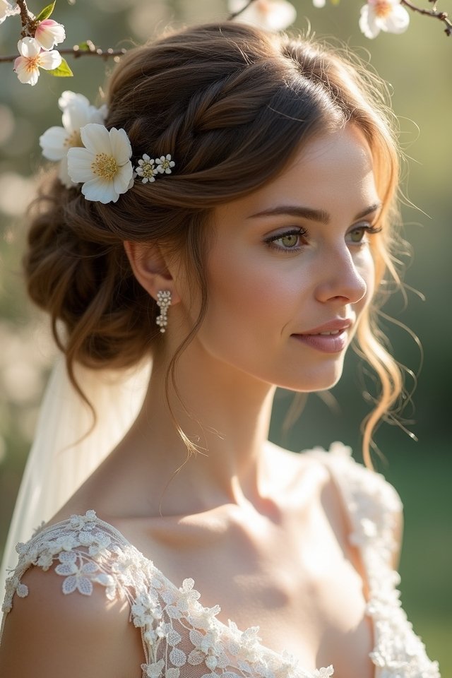 romantic chignon with tendrils