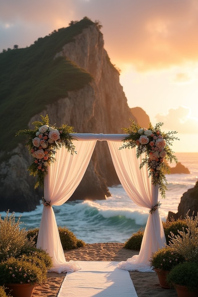 romantic coastal cliff wedding