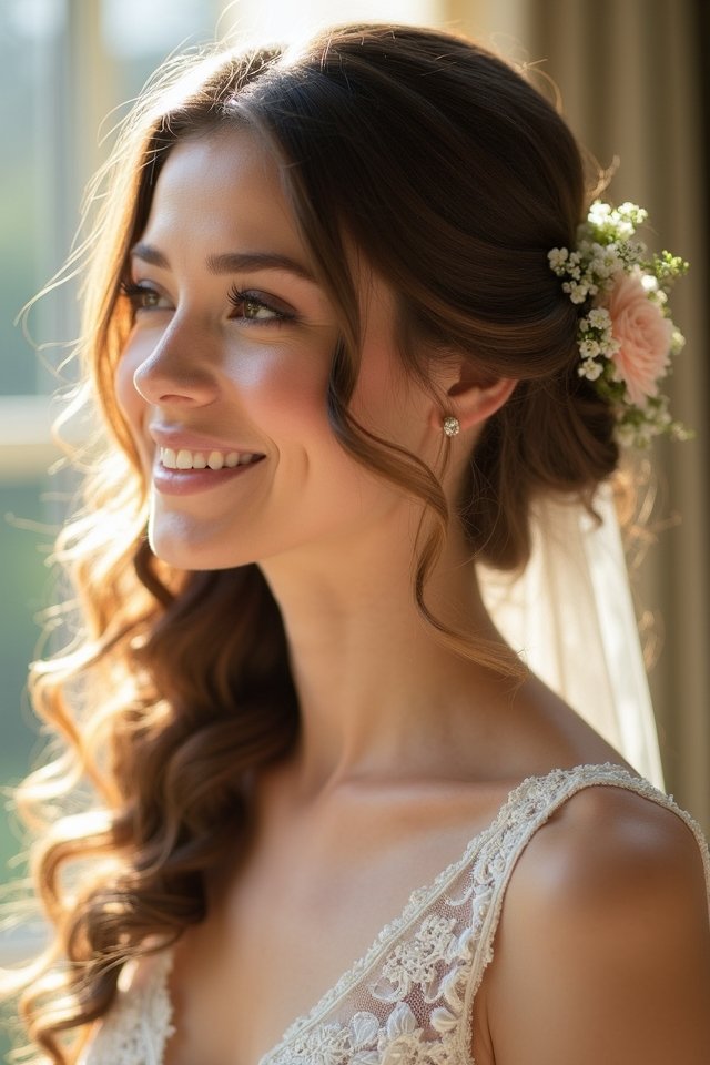 romantic curls with accessories