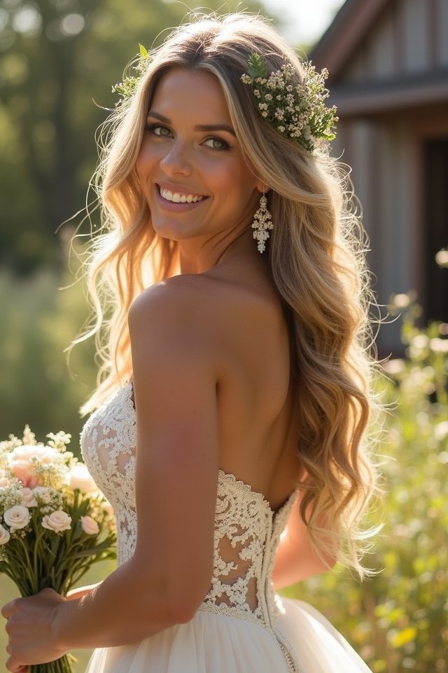 romantic curls with hairpiece