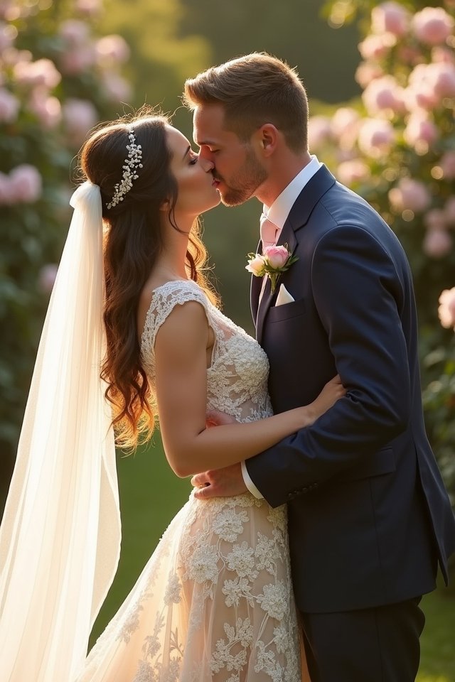 romantic dip kiss moment